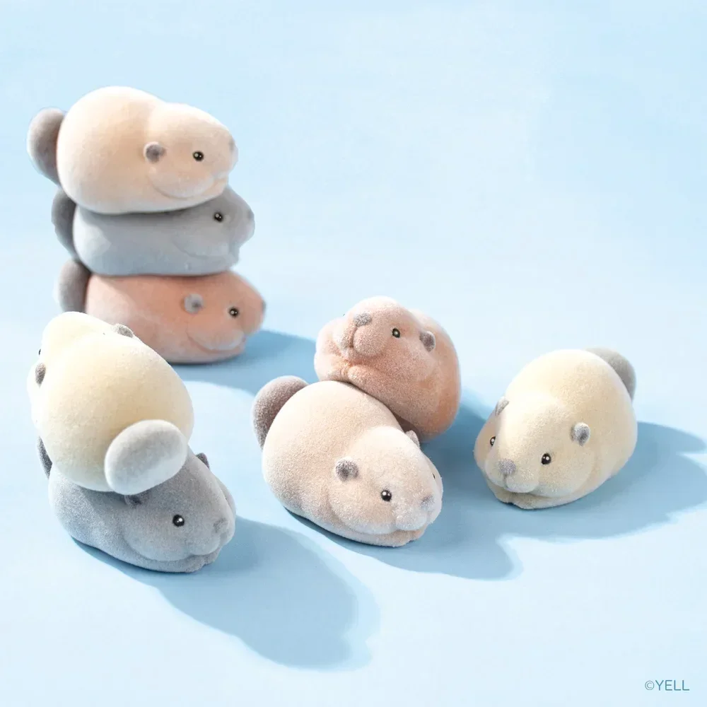 Yell world แคปซูลของเล่นน่ารัก Kawaii สัตว์ Fluffy flocky Beaver ซ้อน Mascot ตัวเลข