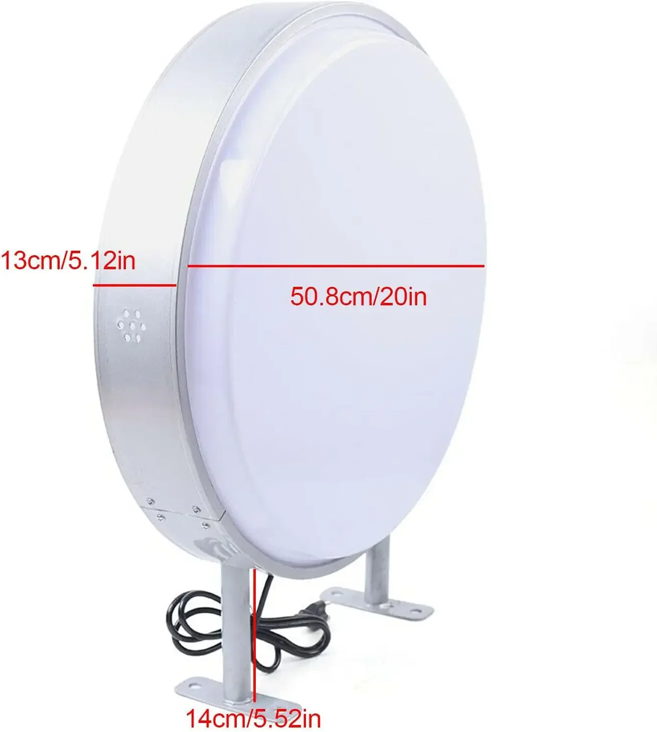 صندوق إضاءة دائري مزدوج الجوانب LED، إعلان ضوء مستدير 60 سم للمطاعم والمهلات الجاهزة والمحلات التجارية والشركات