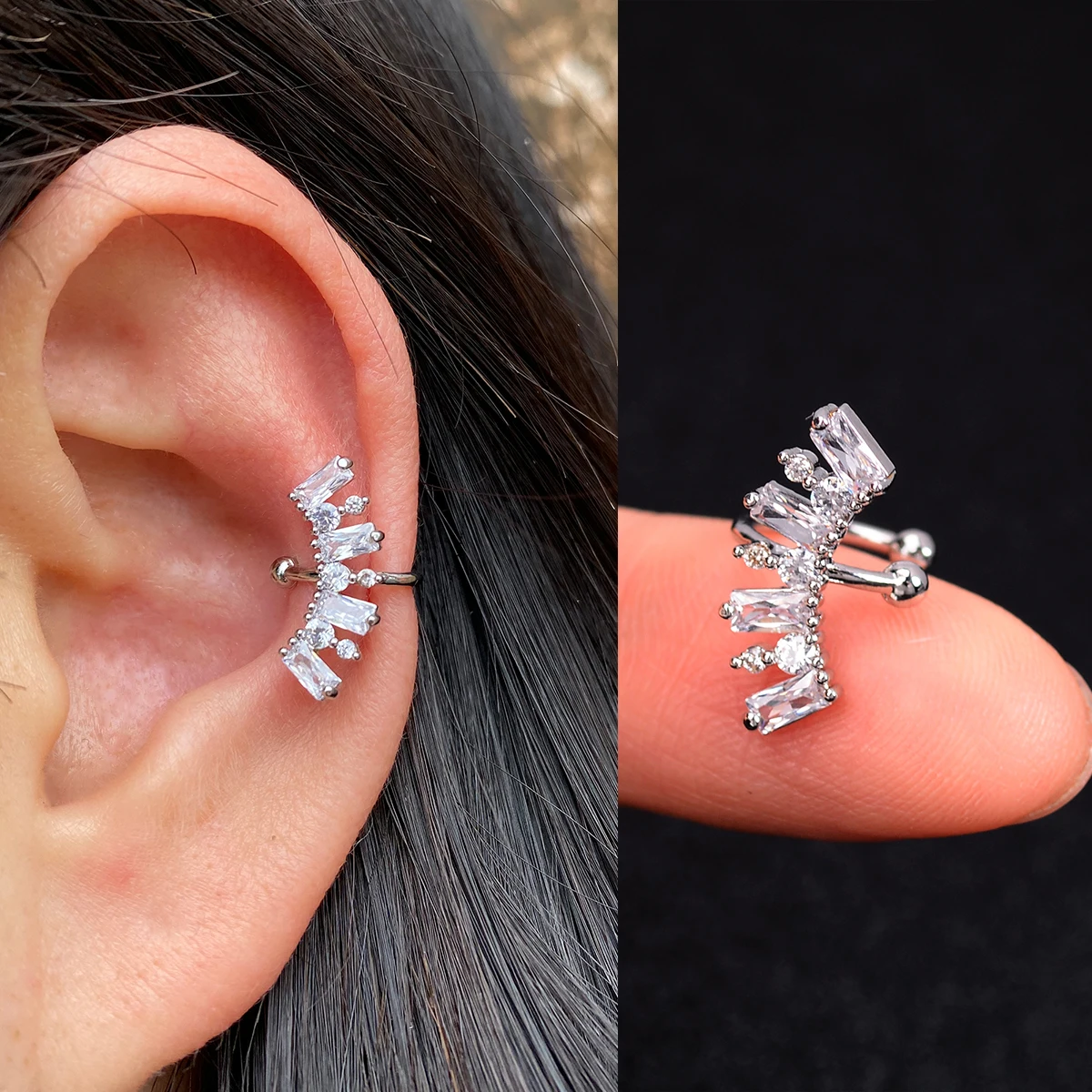 1 stück Mode Gold Farbe Blatt Clip Ohrring Für Frauen Ohne Piercing Puck Rock Vintage Kristall CZ Ohr Manschette Mädchen party Jewerly