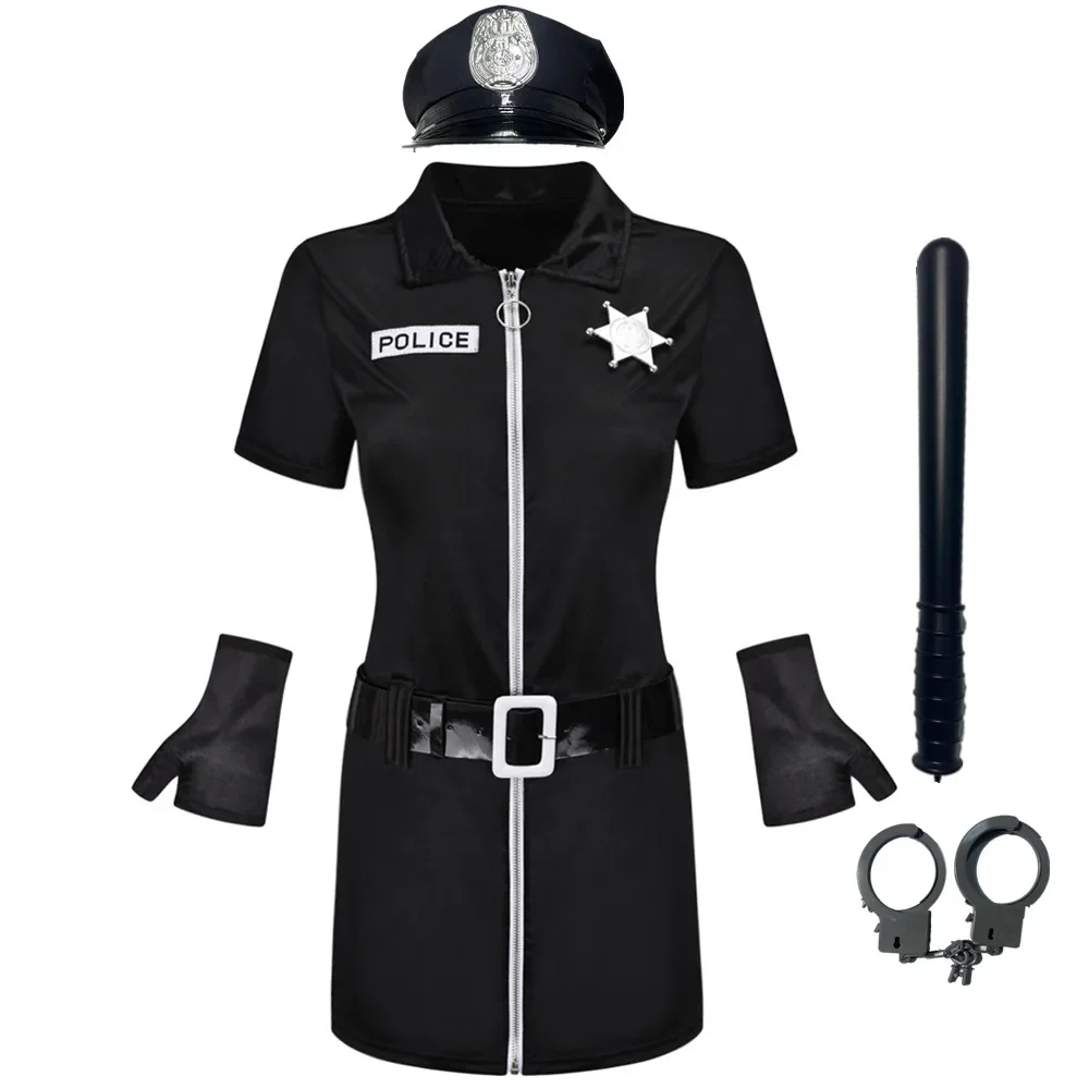 Woman Sexy Police Costume Suit Adult Cop Officer Outfit Cosplay Carnival Halloween Party Fancy Dress