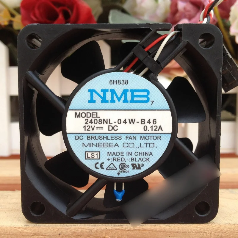 M  New NMB 2408NL-04W-B46 DC 12V 0.12A 6020 6CM 3 Pin cooling fan#QW