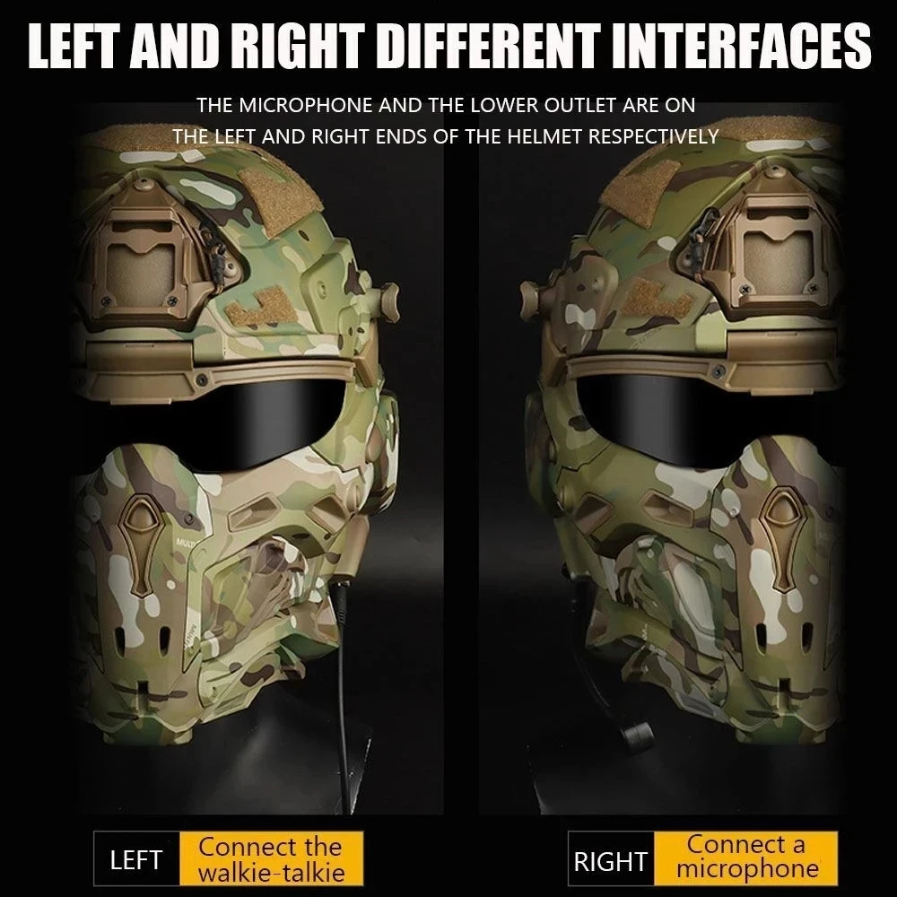 Airsoft Tactical Helmet Built-in Headset Anti-fog Fan Assault Helmet Removable Mask Paintball Airsoft Equipment Protect Helmet