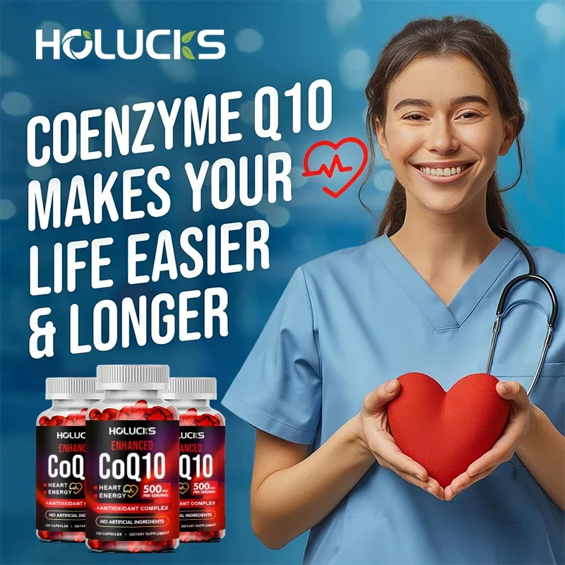 Coenzyme Q10 Capsules 500 mg, for Circulation Stress Health and Body Energy, High Absorption, Antioxidant