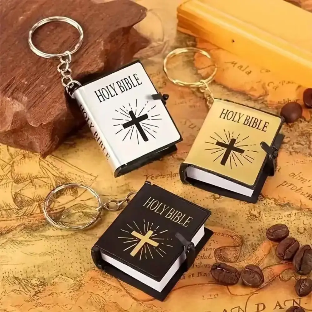 Backpack Charms Miniature Bible Key Chains Schoolbag Pendant Handbag Pendant Cross Keyrings Bag Accessories Jewelry Gift