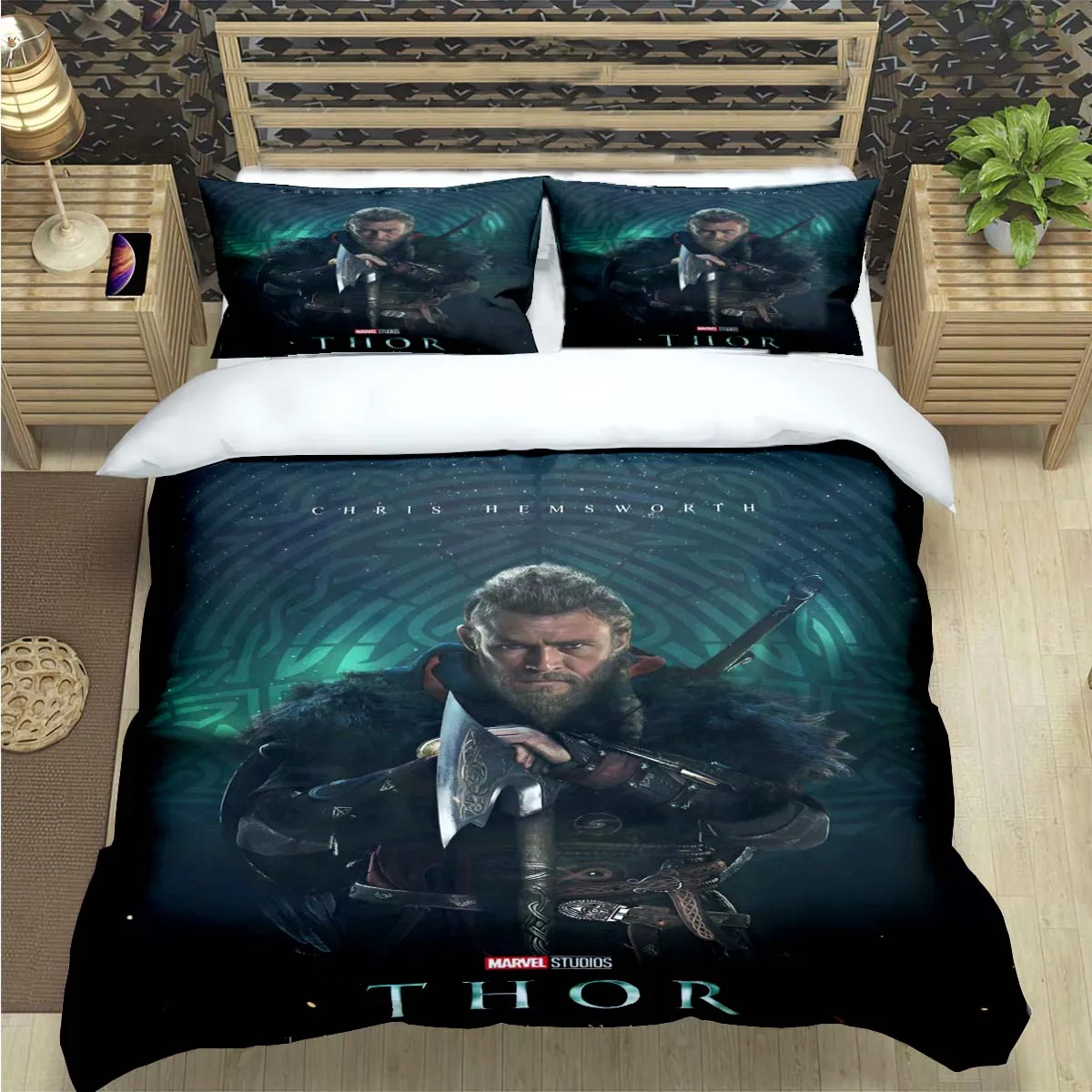 

Greek Mythology Superhero Thor Print Bedding Sets Bed Supplies Set Comforter Set Teens Girls Cartoon Twin Single Kid Gift