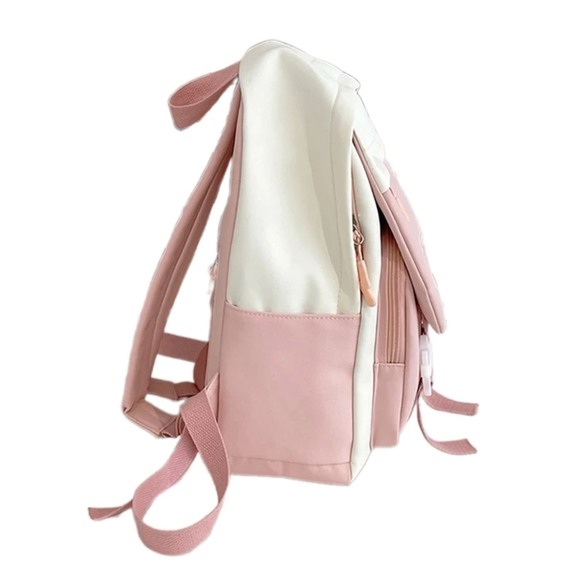 Mochila Color en contraste para mujer, mochila viaje pequeña para niña, mochila escolar con cremallera para trabajo