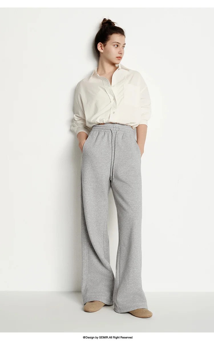 Semir Freizeithose für Damen, Winter, wärmeisolierend, antibakteriell, mit Fleece gefüttert, Kordelzug, Jogginghose, getäfelt, neues, vielseitiges, weites Bein – Detail 7