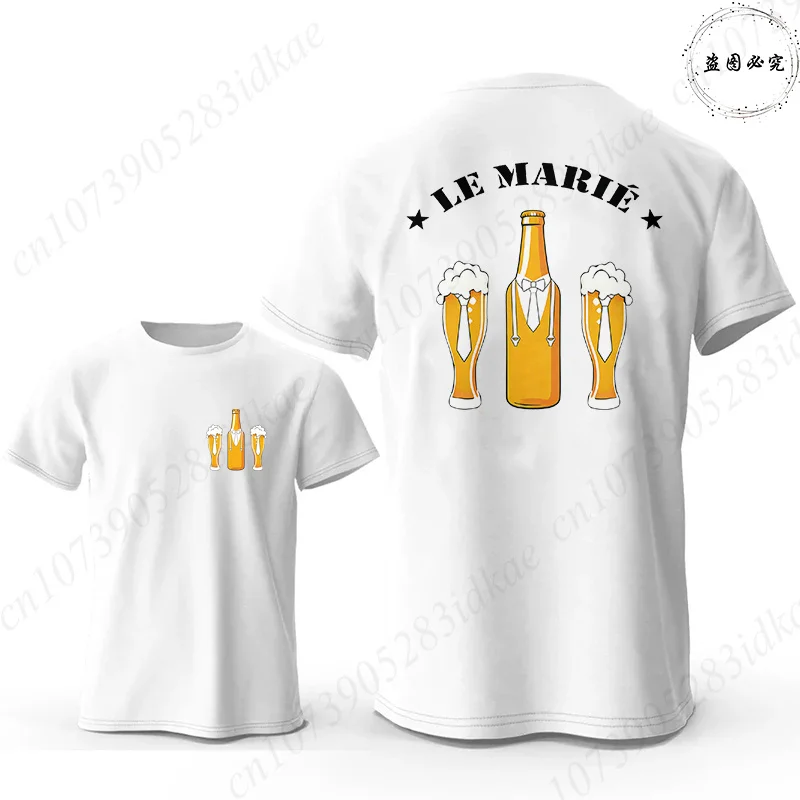 French Men's EVG TEAM ÉQUIPE DU MARIÉ Graphic T-shirts Bachelor Party Groom Squad Best Man Wedding Party Male Clothing Tops