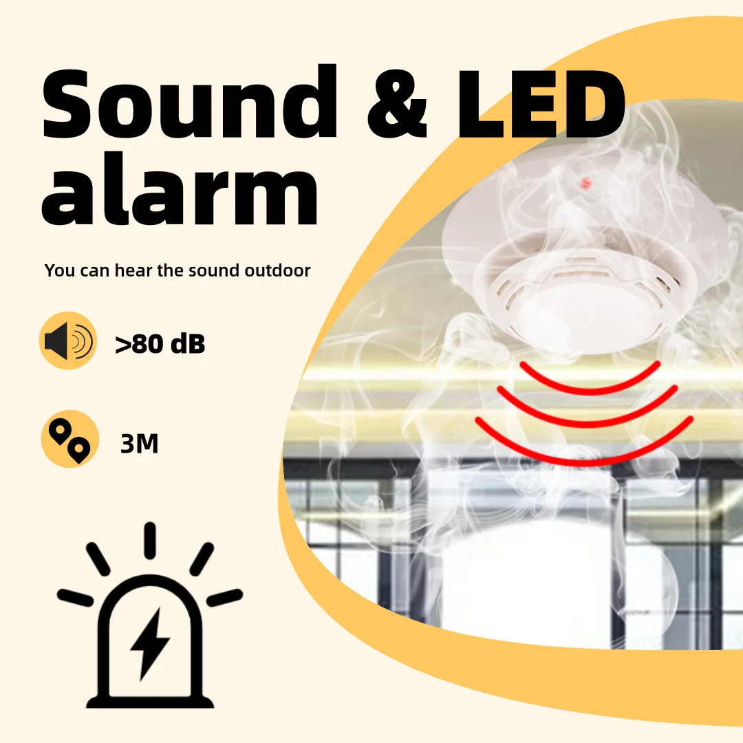 Detectores de humo con alarma de incendio SD302, Sensor de humo de 10 años de vida útil para vigiles de seguridad del hogar, Sensor fotoeléctrico alimentado por batería