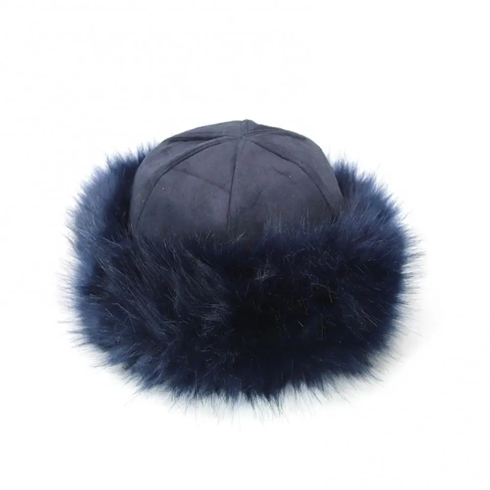 Women Warm Cap Beanie Thick Hat Mongolian Men Winter Faux Fur Suede Fluffy Snow Cap