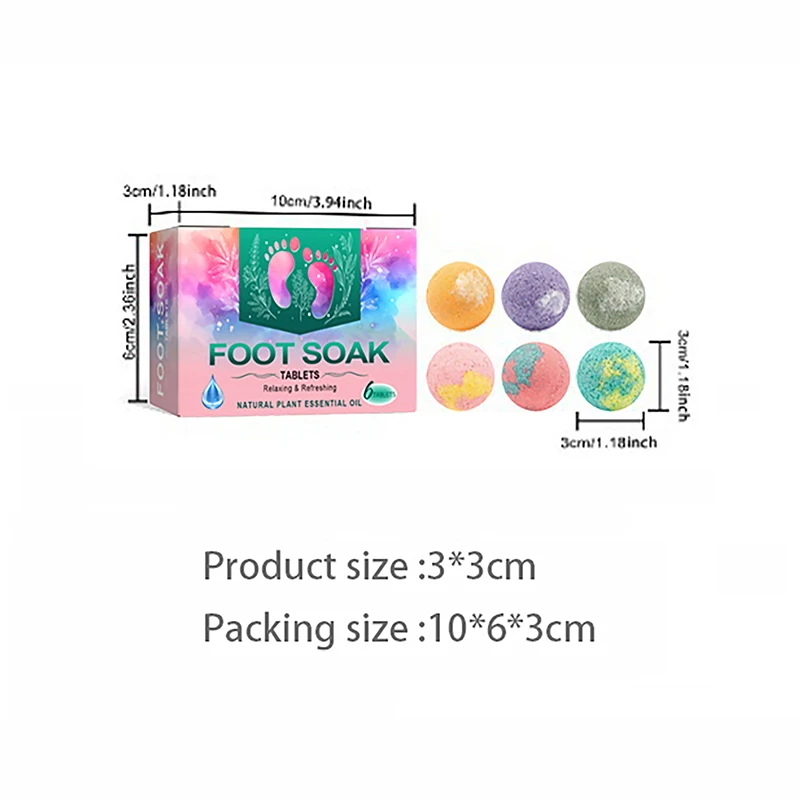 6pcs Essential Oil Foot Bath Balls Herbal Foot Soak Pills Instant Soak Balls Sweat Balls Bath Salts Ginger Dispel Cold