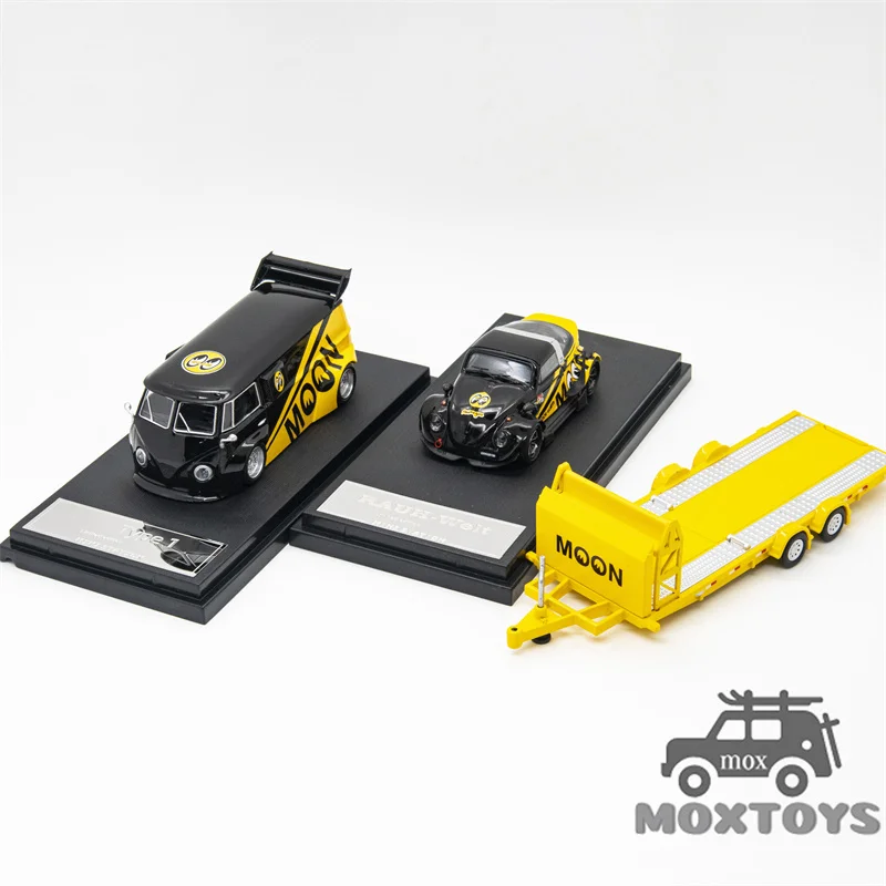 Mini Station 1:64 Mooneyes T1 Van & Targa w/Trailer Diecast Model Car