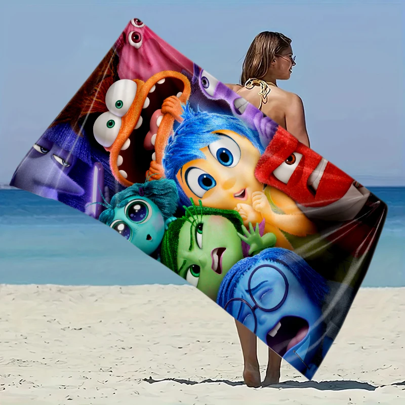 

Inside Out Beach Towel-Ultra Fine Fiber, Disney Cartoon Lightweight & Quick - Dry for Beach Fun, Travel & Swimming Easy To Store