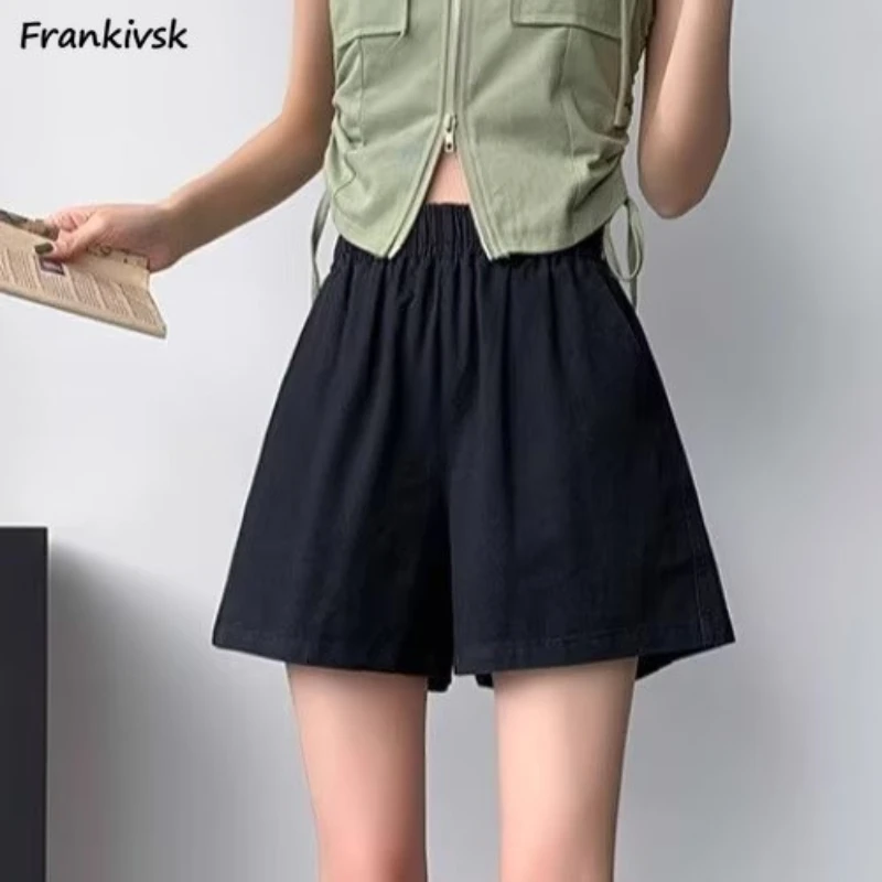 

S-5XL Shorts Women Loose Casual All-match Chic Knee Length High Street Popular Korean Style Summer Breathable College Simple