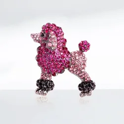 New Beautiful Sparkling Rhinestone Poodle Dog Brooches Women 2-color Animal Party Casual Brooch Pins Gifts Party Accessories men