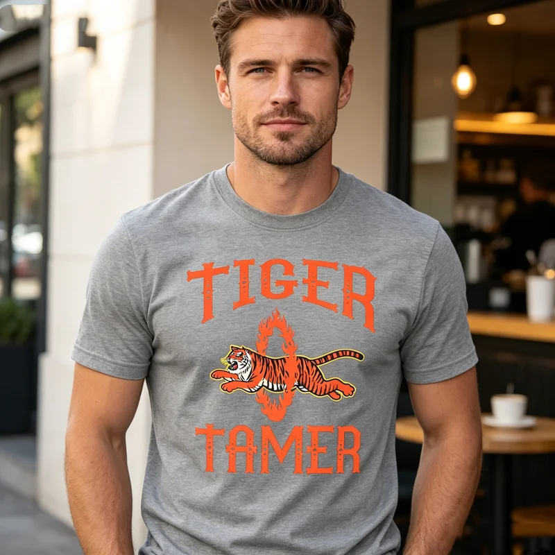 Retro Tiger Graphic T Shirt for Men Classic Animal Print Short Sleeve Top 100%Cotton Unsex  Harajuku Y2k Top Oversized T Shirt