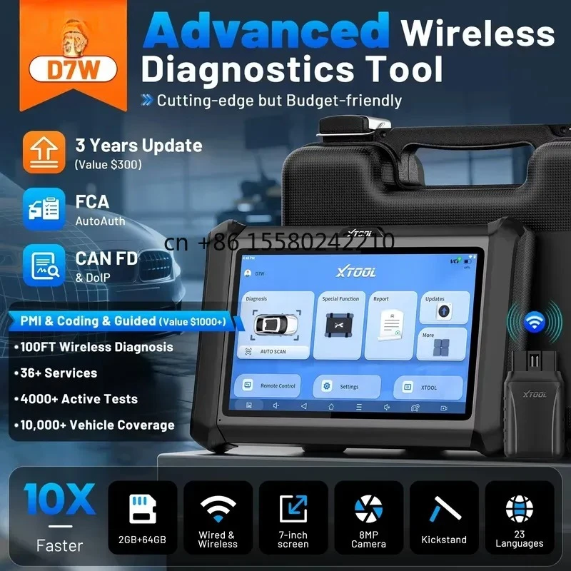 D7W Key Fob Programmer All Car Diagnostic Machine with Key Programming OBD2 Scanner Key Decoder Tool Ecm
