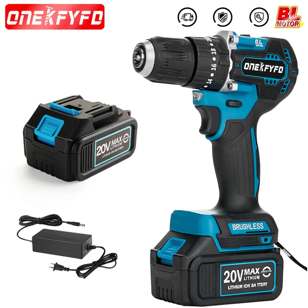 

Brushless 3 in 1 Cordless Electric Impact Drill Hammer 10mm 20+2 Torque Electric Screwdriver Power Tools for Makita 18V Battery