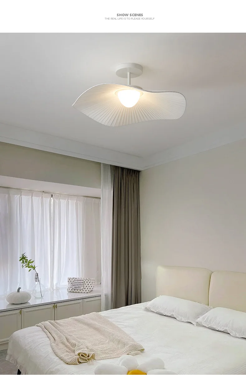 Nordic Fabric LED Ceiling Light Bedroom Minimalism White