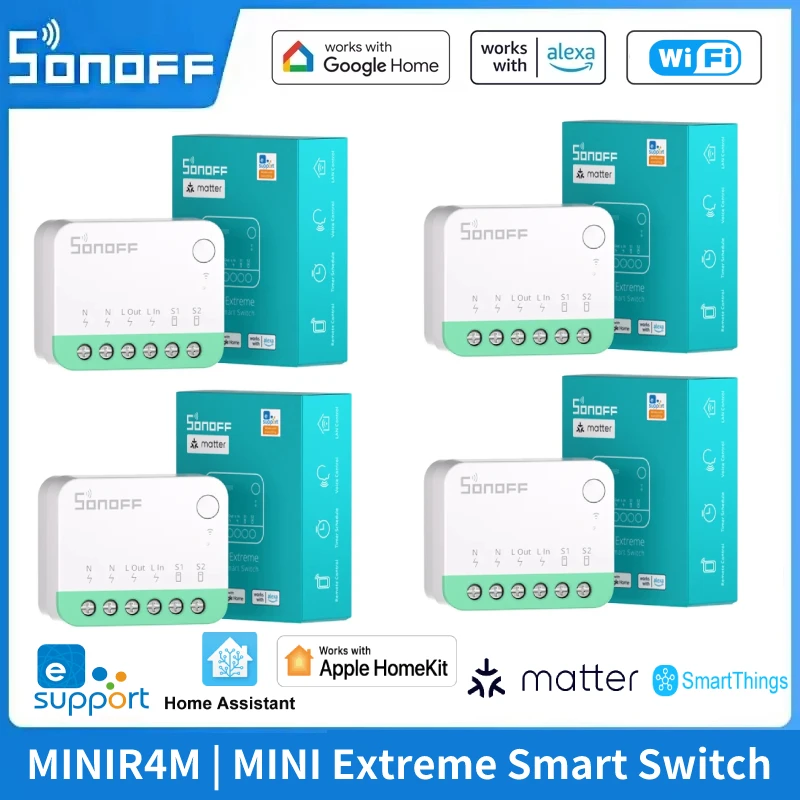 SONOFF MINIR4M Mini Wifi Switch Matter Smart Home ESP32 Chip Detach Relay Smart Home Via Apple Home Alexa Google Home EWeLink