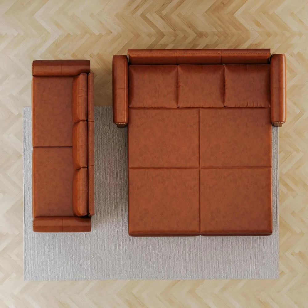 93,7" Kingsize-Schlafsofa, ausziehbares Schlafsofa, Polsterung aus Kunstleder, 3-in-1 umwandelbare Schlafsofa, Chaiselongue