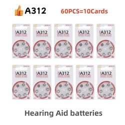 Hot Selling 60PCS Hearing Aid Batteries 312 A312 312A ZA312 312a PR41 Zinc Air Ear Aid Batteries For Hearing Aids 312