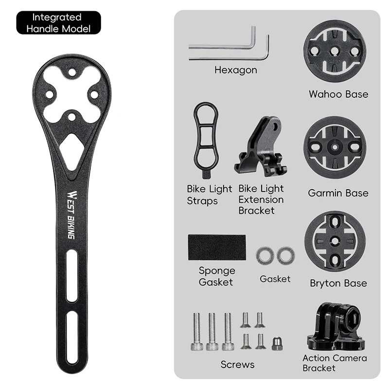 WEST BIKING Fahrradcomputer-Halterung, integrierte Lenkerverlängerung/Vorbau, verstellbare Halterung für Wahoo/Bryton/XOSS/Garmin Tachometer