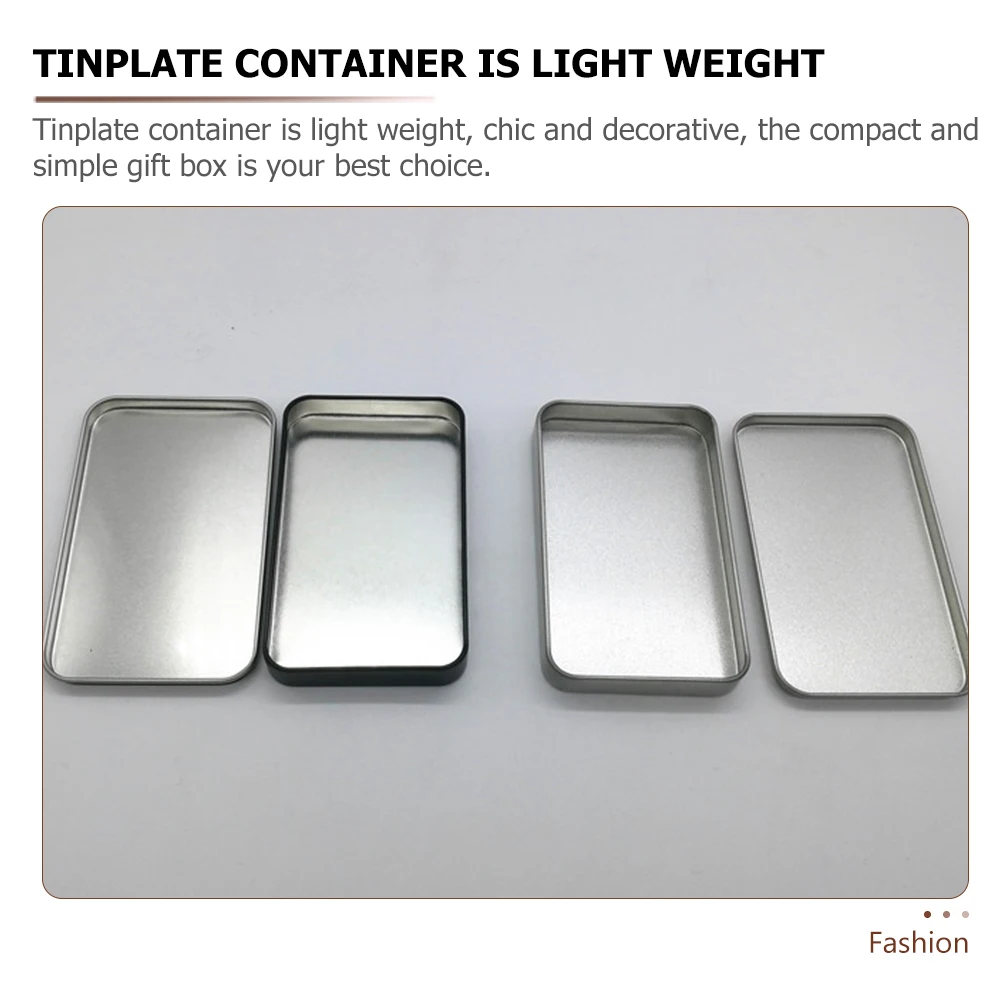 

4 Pcs Tinplate Storage Boxes Silver Mini Empty Tins Decorative Gift Boxes Jewelry Containers Packaging Cases Metal