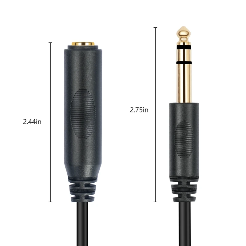 Top-1/4 TRS 6.35MM Male To 6.35MM Female Stereo Extension Cable Gold Plated Headphone Extension Cable Cord