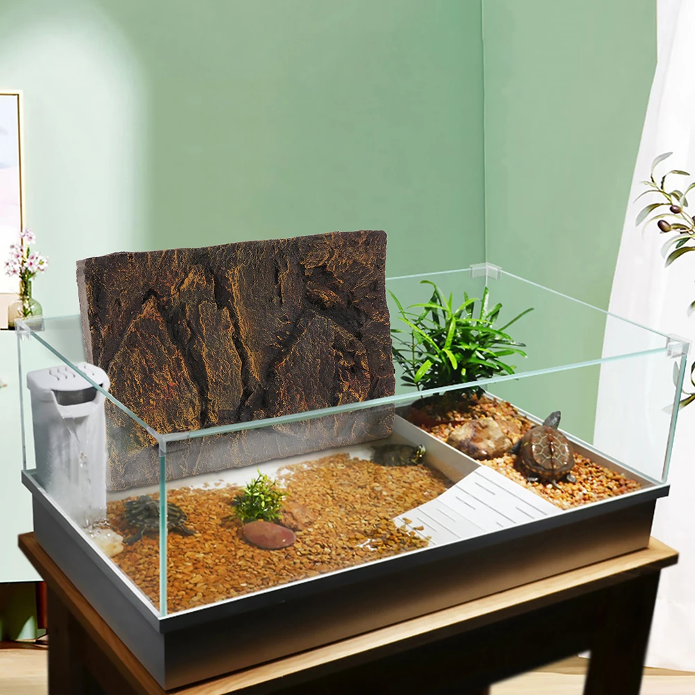 

2 Pcs Reptile Tank Background Decorative Plates PU Material Sturdy Long Service Aquarium Terrarium 3D Simulation Fish Tank Decor