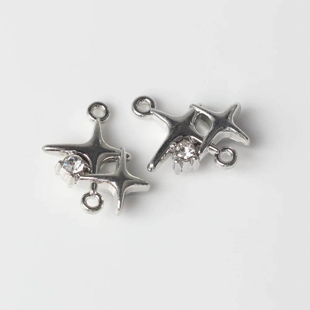 100Pcs Handmade Beads Jewelry Pendant Charms Star Silvery Golden Color Pendant Connectors Diy Necklace Jewelry Making Findings