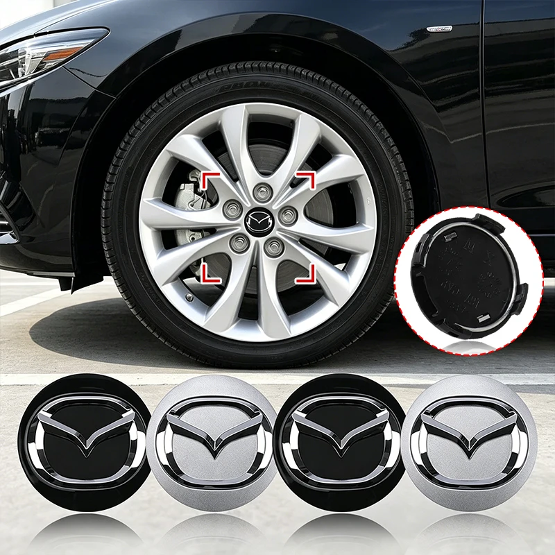 4Pcs Silver Black Wheel Hub Center Cover Long Leg New Models for Mazda 3 Atenza Axela CX-3 CX-4 CX-5 CX7 MS SPEED CX8 CX60 CX50