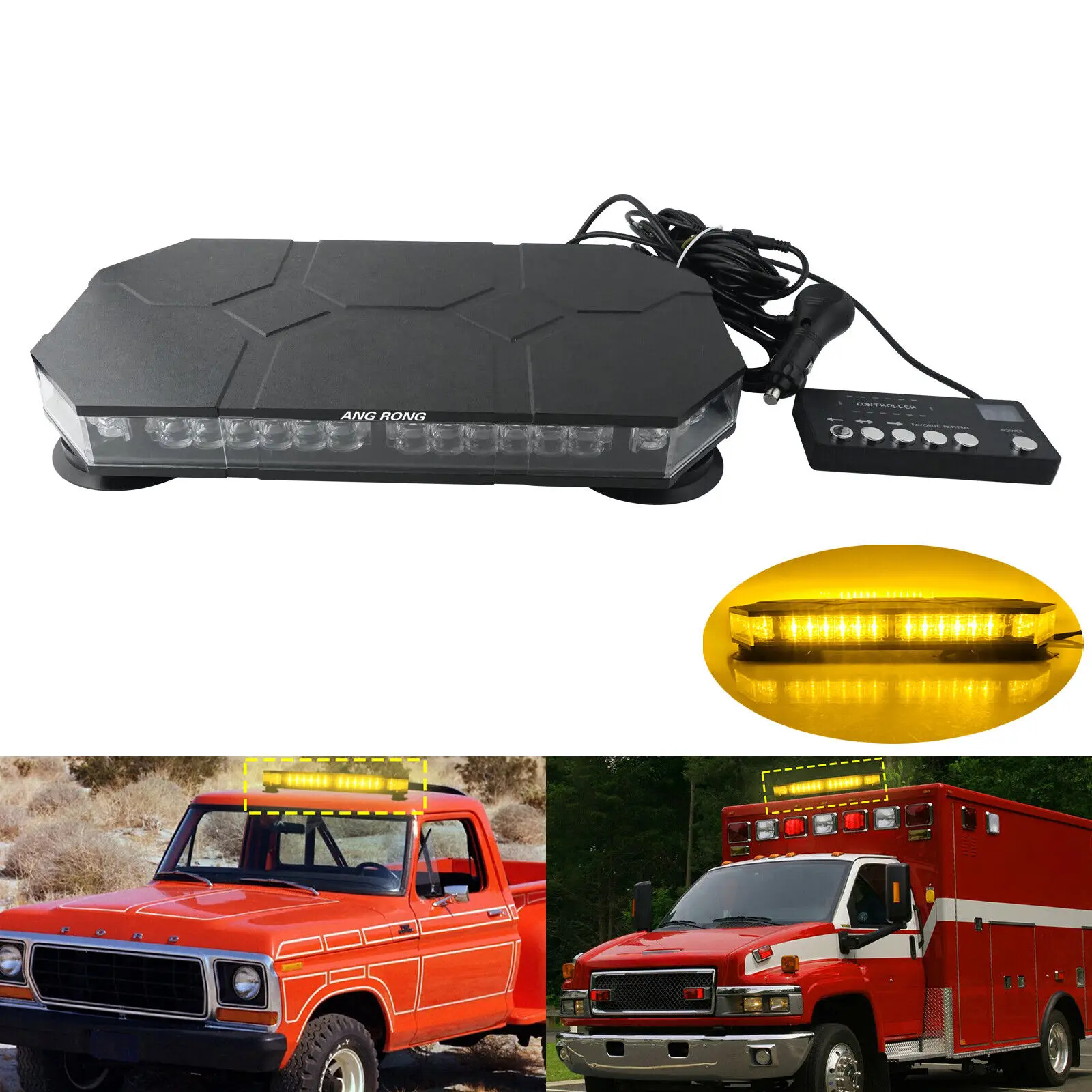 

42 LED Strobes Flashing Beacon Lightbar Recovery Truck Warning Light Bar Amber