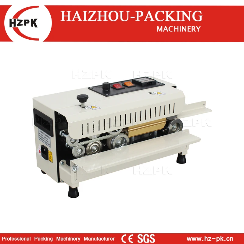 HZPK MINI Small Bag Packing Continuous Band Sealing Machine Plastic Bag Sealer Tabletop Easy Operation FR-400