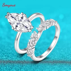 Smyoue 3CT 100% Real Full Moissanite Wedding Rings for Women Marquise Cut S925 Sterling Silver Marriage Band Fine Jewelry GRA
