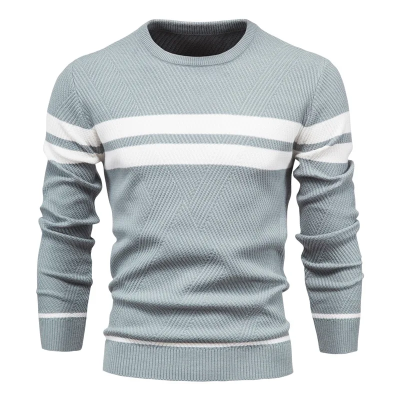 New Autumn Knit Pullover Men's Sweater O-Neck Patchwork Long Sleeve Warm Slim Sweaters Men Casual Clothing European Size S-2XL