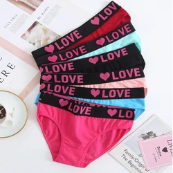 6PCS women Seamless Cotton Thong Fashion Letter Printed Belt Ladies Panties Low Waist Bikini Briefs