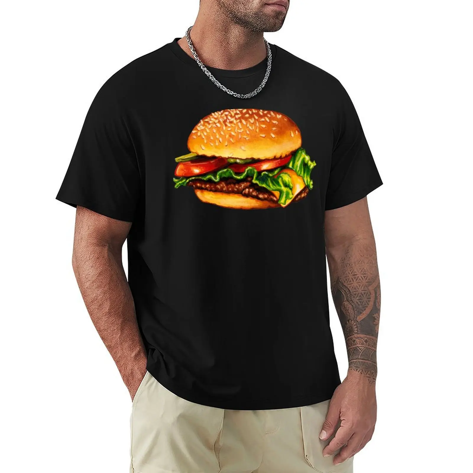 Cheeseburger 3 Pattern T-Shirt Street Fashion Casual Tee Shirt