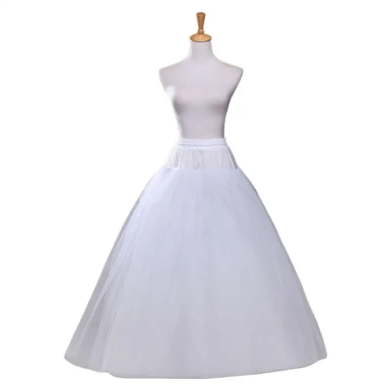 White 4-layers No Hoop Petticoat Wedding Dress Crinoline Bridal Ball Gown Underskirt Ladies Lined Skirt Party Dress Role-playing