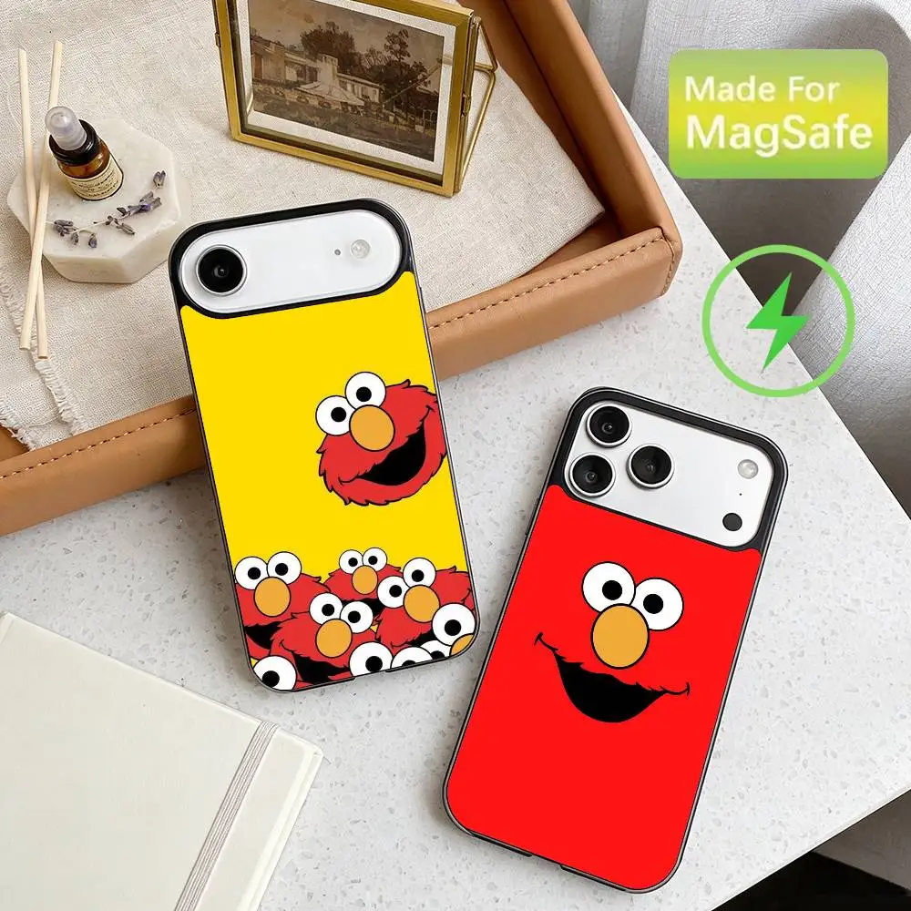 

Chaos Meme Vibe E-ELMO Phone Case For iPhone17,16,15,14,13,12,11 Max Black Wireless Charging Protecitve Cover