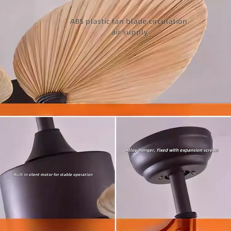 52-Zoll-Deckenventilator aus südostasiatischem Sonnenblumenblatt, Café, Nanyang Palm Fan Light Restaurant mit Fernbedienung