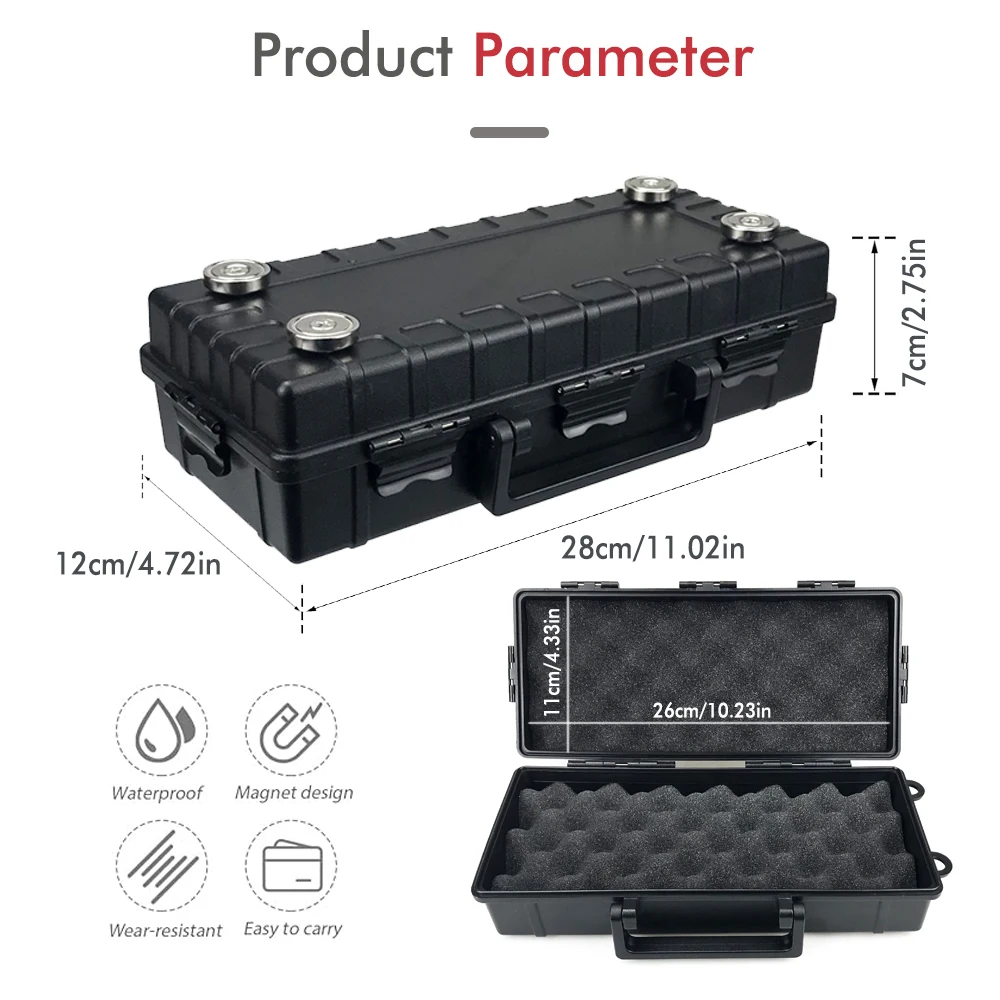 Magnetic Key Holder Under Car Hide Key Box with Strong Magnet Waterproof Magnetic Key Hider Rustproof Magnetic Storage Box