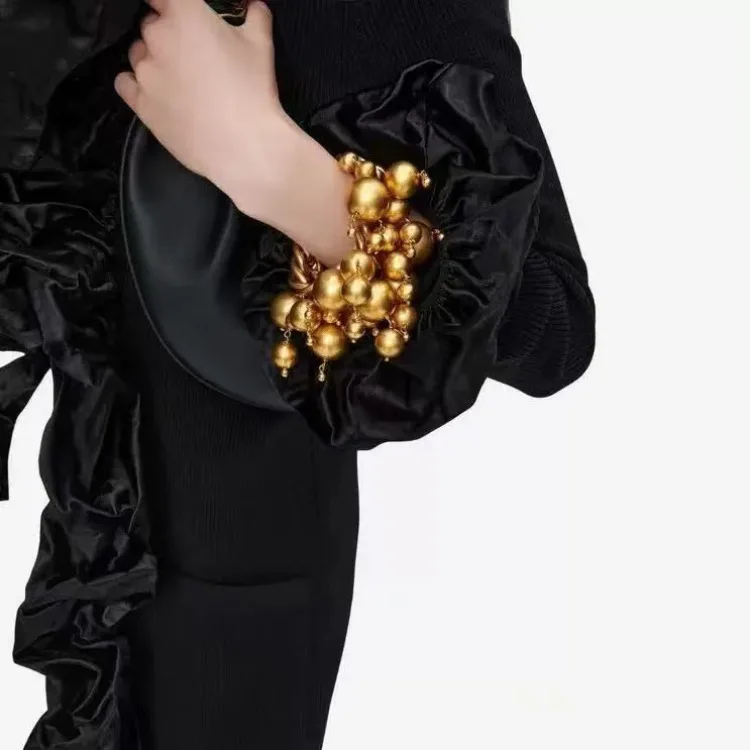Unique Exaggerated Metal Ball Tassel Necklace Bracelet Women Fashion High End Society Suitable Evening Events Luxury Jewelry
