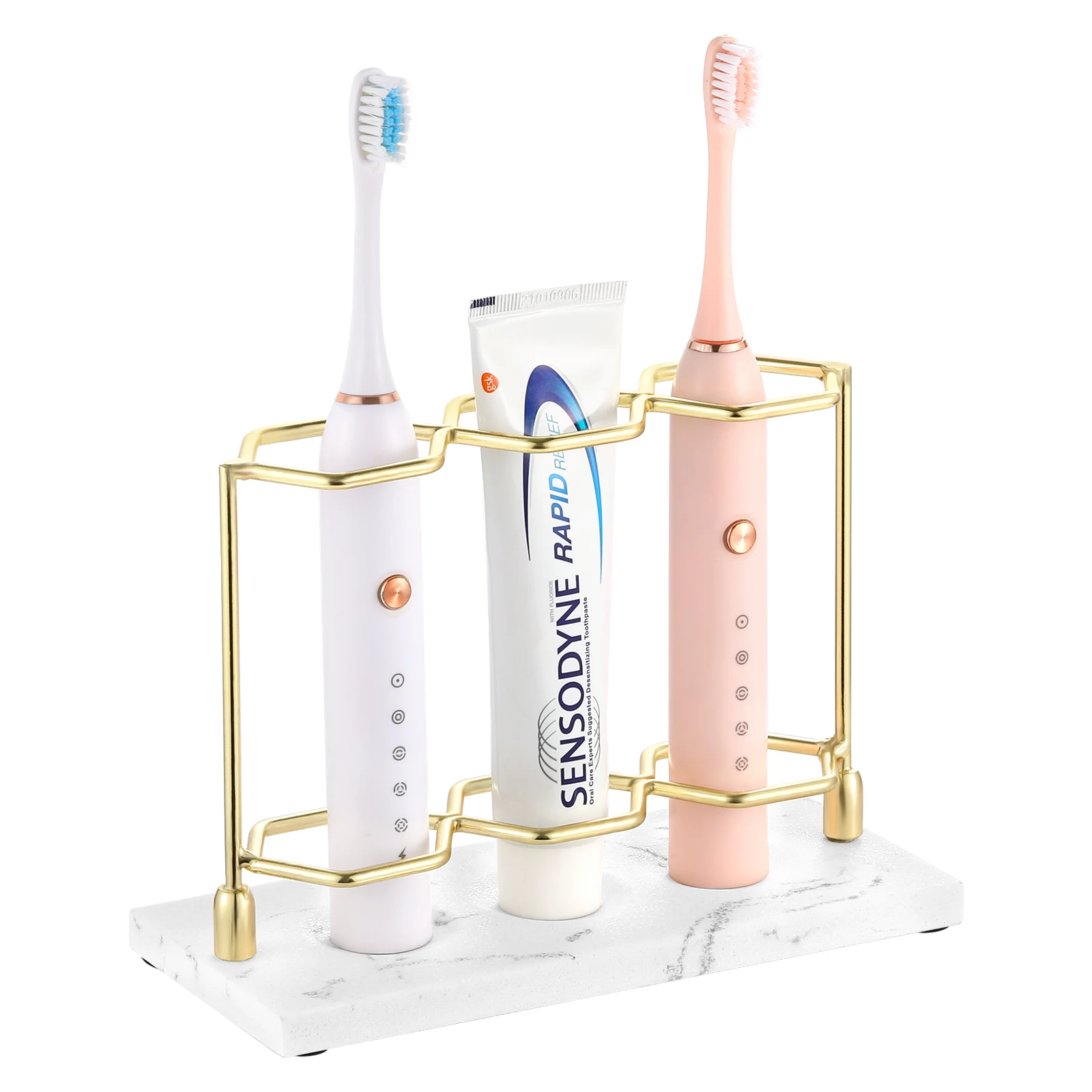 Toothbrush Holder, Resin Electric Toothbrush Holder with 3 Slots 2 Layers, Non-Slip Bathroom Accessories Organizer Toothbrush