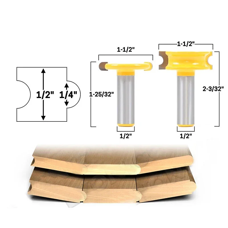 2 ชิ้น/เซ็ต 1/4 "6.35MM Shank Milling เครื่องตัดไม้แกะสลักขลุ่ยและลูกปัด Router บิตชุดเครื่องตัดไม้ Tenon เครื่องตัดไม้เครื่องมือ