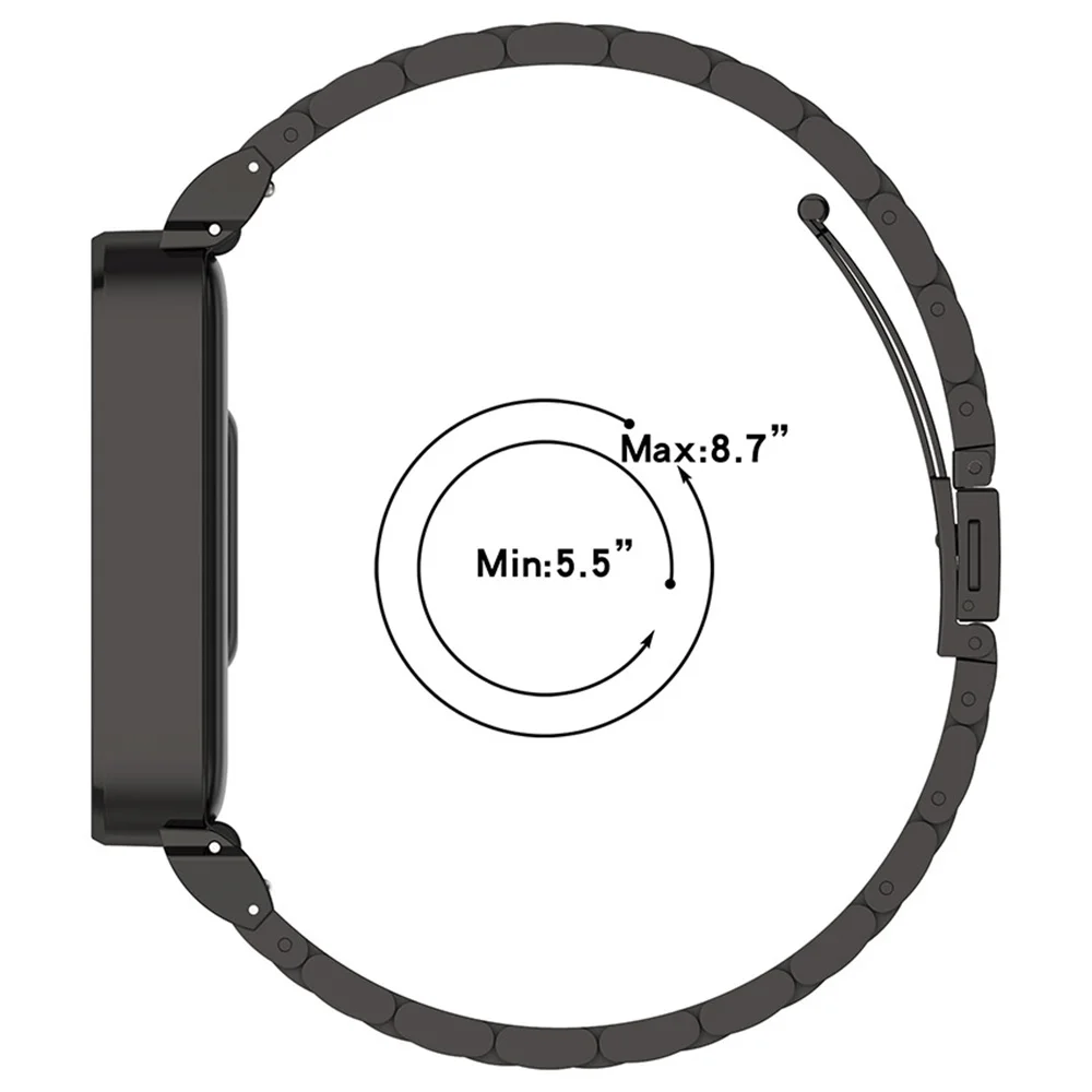 Universal Three-Bead Steel Watch Strap for MI Band9 Active for REDMI Band 3 Accessory Silver/Black/Gold/Rose Gold Watchband