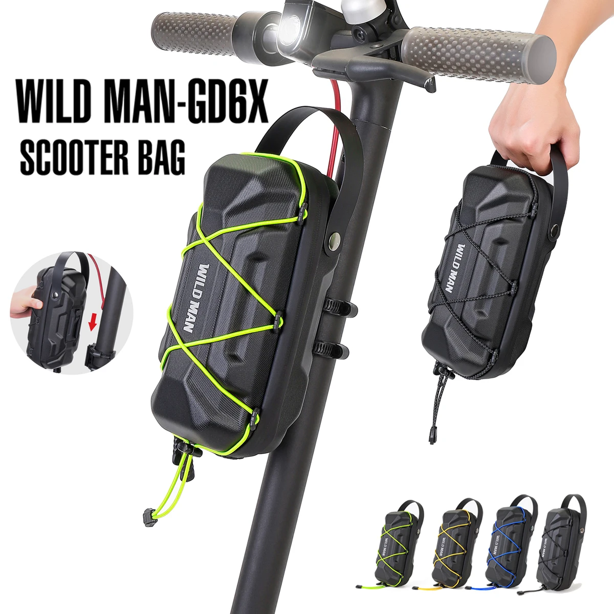 WILD MAN Electric Scooter EVA Hard Shell Hanging Bag Headband Folding Electric Bicycle Quick Release Hanging Bag