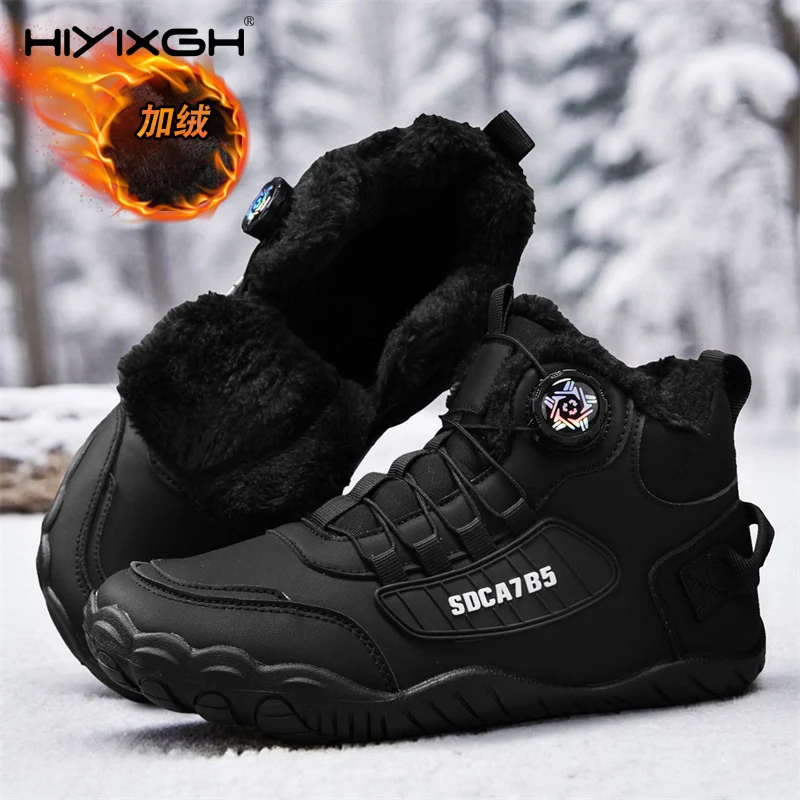 Barefoot Snow Boots Outdoor Trekking Shoes Fur Lined Casual Winter Booties Lightweight Thermal Snow Sneakers for Hiking Climbing