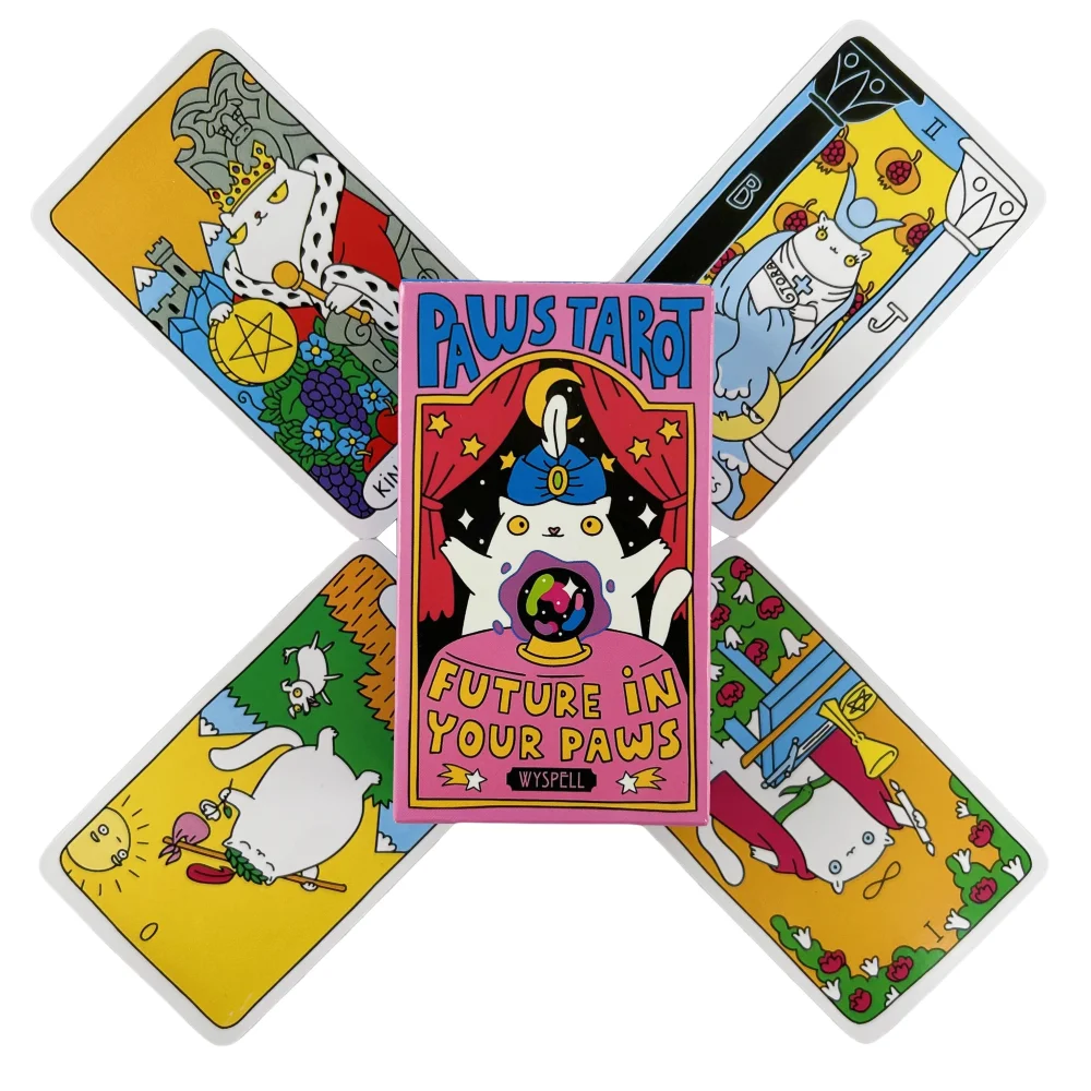 Paws Tarot Cards Future in Your Paws A 78 Deck Oracle English Divination Edition Borad Playing Games