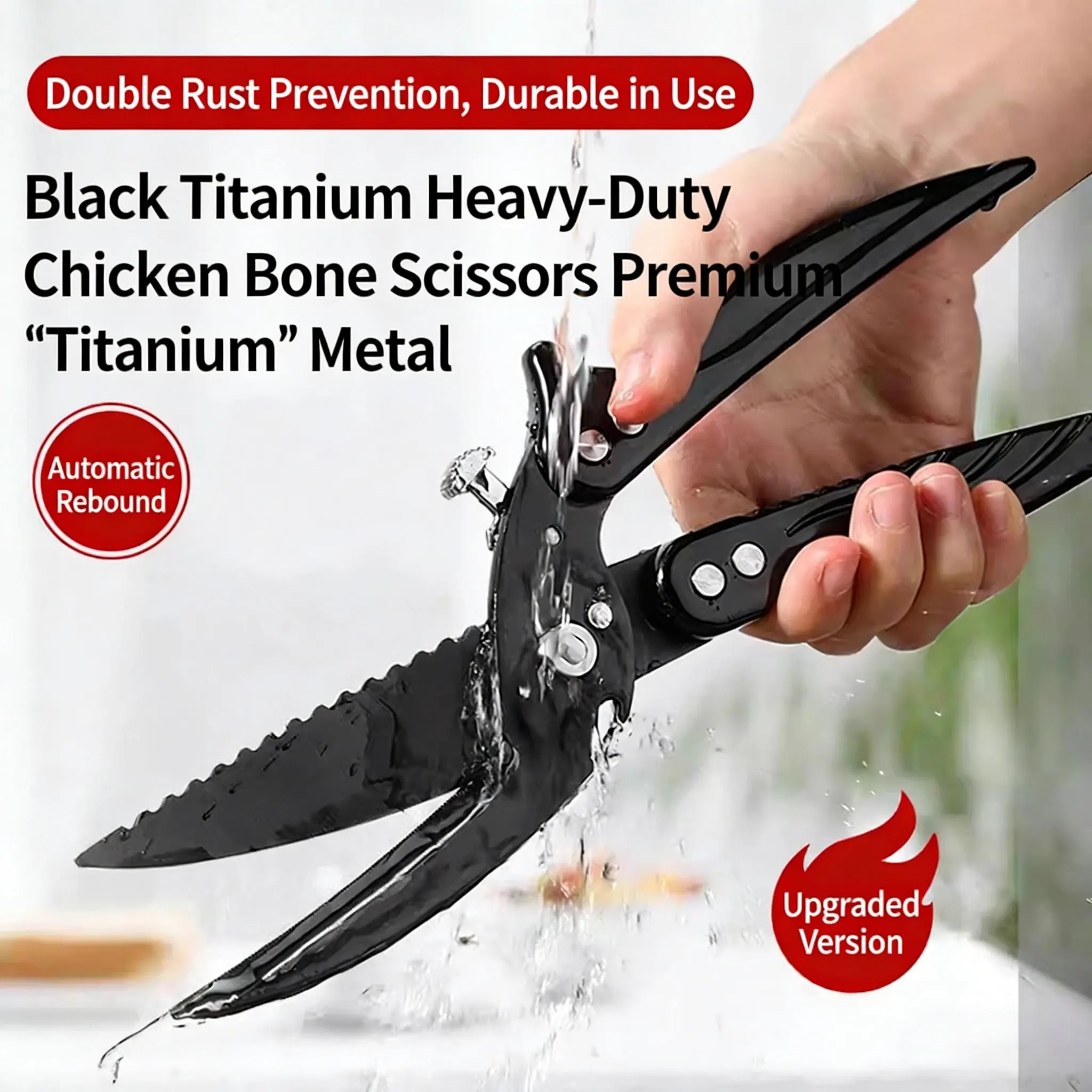 New Model Titanium Coated Kitchen Scissors-Professional Poultry Bone Shears for Chicken Duck Cutting,Multi-Purpose Food Scissors